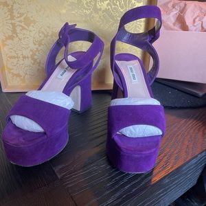 Miu Miu Purple Suede Platform Sandals